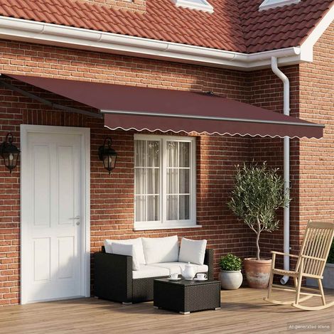 Toldo Retráctil Eléctrico Marrón 4,5 x 3 m