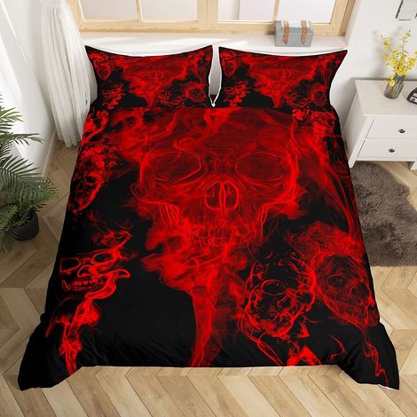 3 pièces avec Housse de Couette,Squelette 3D,en Microfibre Douce,de Crane d'horreur pour ,Enfants et Adultes (1/5)