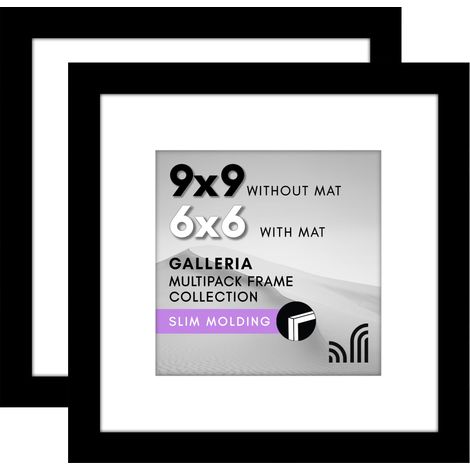 Lot de 2 cadres photo de 22,9 x 22,9 cm avec plexiglas poli – Utilisation comme cadre de 15,2 x 15,2 cm avec passe-partout ou cadre de 22,9 x 22,9 cm sans (1/5)