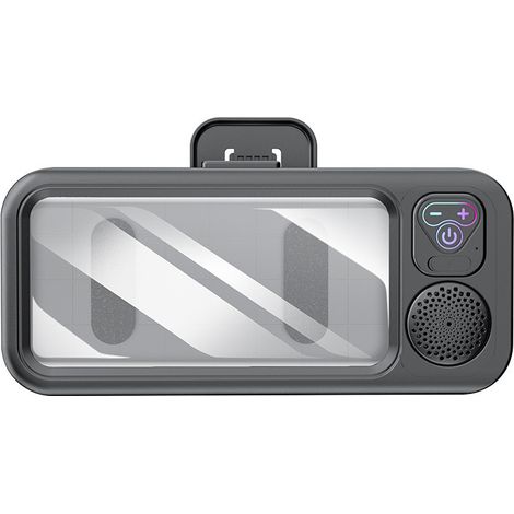 Support Téléphone Étanche pour Salle de Bain avec Haut-Parleur Bluetooth Portable – Support Tactile Anti-buée pour Regarder des Séries, Compatible Douche (Modèle HBS615 Noir)-lsw
