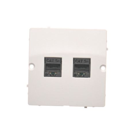 Prise Double Rj45 Cat.5e - Blanche - 2 Gouttières - Connectivité - Installation (1/5)