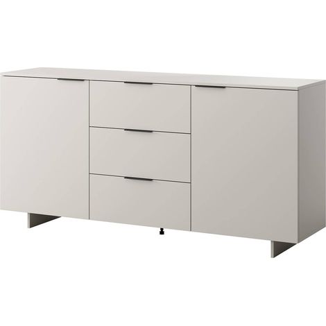 Buffet Neive, buffet de salon avec deux portes battantes et trois tiroirs, surélevé du sol, 180 x 42 h 90 cm, beige (1/4)