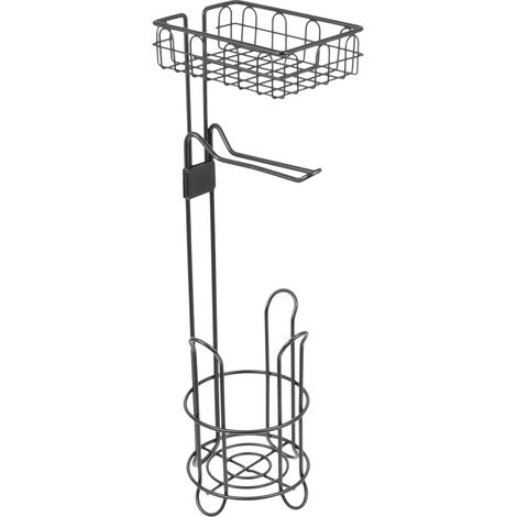 Porte-Rouleau Papier Toilette Support Étagère Noir Servant Rangement Petits Objets Salle De Bain Maison (1/5)