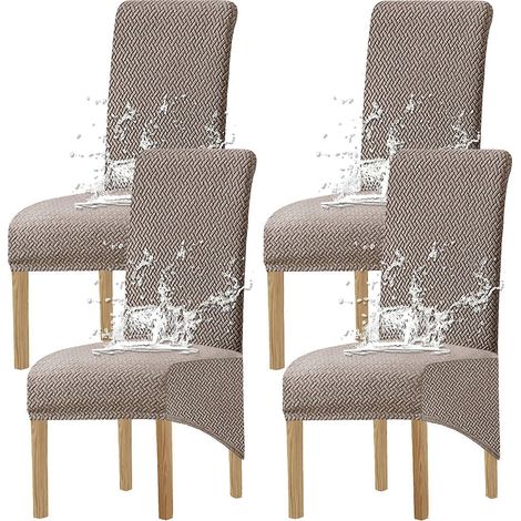 Großer Stretch-Jacquard-Bezug für Esszimmerstühle (taupe, 4-teilig)