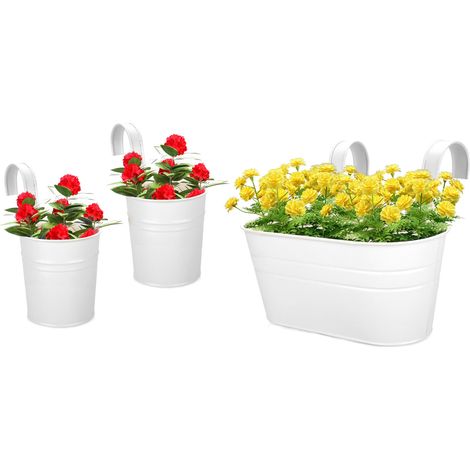 Lot en fer double crochet, pots suspendus pour plantation de fleurs, jardinage, décoration extérieure (1/2)