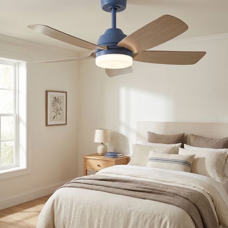 Ventilatore da soffitto con luce 107 cm LED Dimmerabile Telecomando Silenzioso ABS Moderno Blu Scuro (1/5)