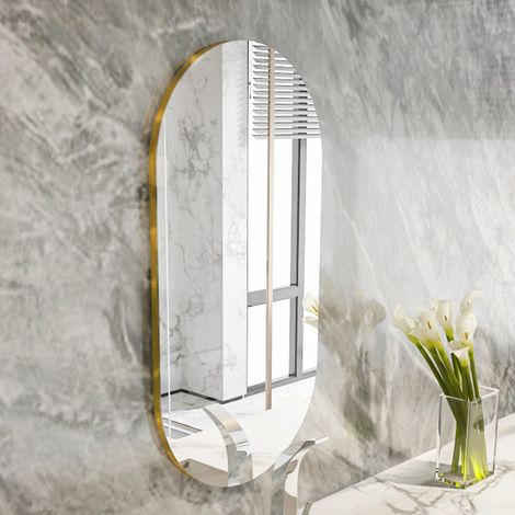 Spiegel Teco, oval, Wandtyp, transparente Struktur, 45x85h cm, gold (1/5)