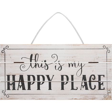 Panneau décoratif en bois imperméable avec inscription "Happy Place" pour jardin (1/5)