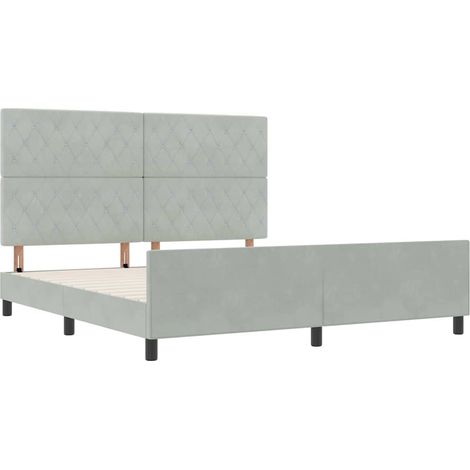 Cadre de lit avec tête de lit Gris clair 180 x 200 cm Velours (1/5)