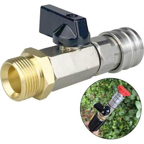 M22 6,35 mm 4500 PSI Edelstahl-Schnellkupplungs-Kugelhahn mit Wasser-Ein/Aus-Steuerung für Hochdruckreiniger (M22 14 mm) (1/4)