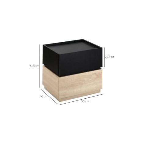 Comodino 2 cassetti impilabile legno 50x40x47,5 cm OKMYHOME (1/2)