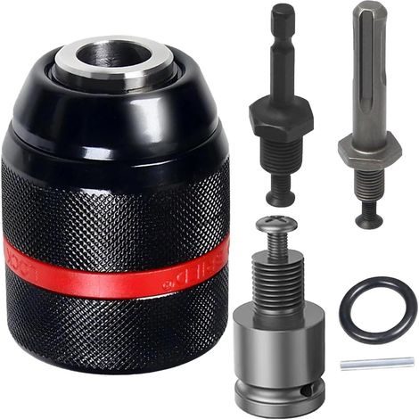 Multifunktionales 1,5–13 mm selbstspannendes Schnellspann-Bohrfutter mit 1/2-20UNF-Halterung, komplett mit 3/8-Zoll-SDS, Plus-Schaft, 1/4-Zoll-Sechskantschaft und 1/2-Zoll-Schlagschrauber-Adapter (1/5)