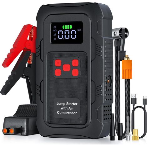 Starthilfe Powerbank mit Kompressor 6000A für PKW, LKW, Motorrad, Fahrrad (1/5)