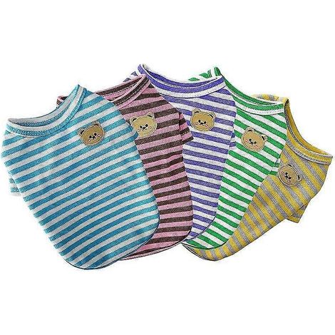 Camiseta de verano a rayas para perros, chaleco informal de algodón para mascotas, cómodo disfraz para perros, camiseta transpirable para cachorros, ropa amarilla para perros (1/4)