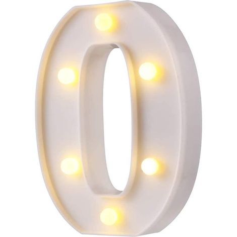 Lettres lumineuses LED style marquis, 26 lettres, logo lumineux idéal pour veilleuse, mariage, anniversaire, décoration de bar à domicile (blanc, O)