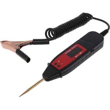 Testeur de tension électrique numérique LCD avec fil à ressort de 1,65 m et lumière LED pour voiture (1/5)