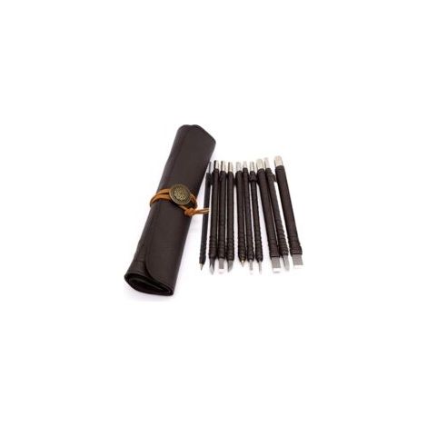 Outils de sculpture sur pierre 10 pièces – Burins en acier tungstène – Poignée en bois dur – Pour sculpture précise sur bois - 10Pcs (1/5)