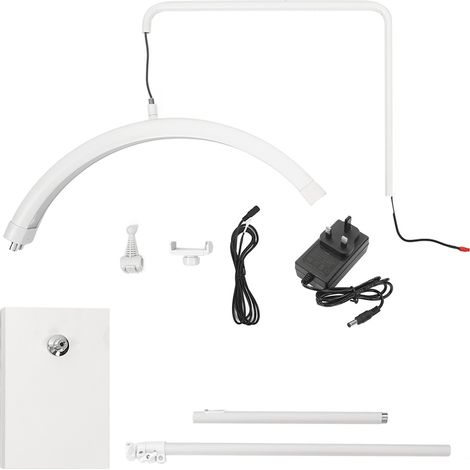 Lampadaire LED demi-lune 23 pouces 40W, gradation 2700-5600K, hauteur réglable, rotatif, prise UK 100-240V, lumière esthétique (1/5)