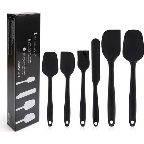 Spatules et cuillères de cuisine en silicone (lot de 6, noires) (1/5)