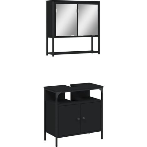 Maison Exclusive - 2-tlg. Badmöbel-Set Schwarz Holzwerkstoff