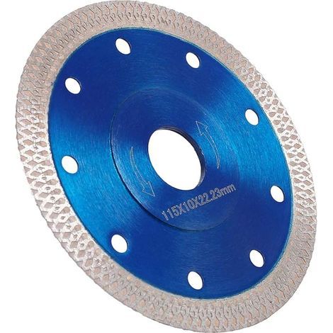 Disque diamant 115 mm fin professionnel coupe à sec et coupe à humide pour grès porcelaine, granit, céramique, quartzite, marbre., bleu (1/5)