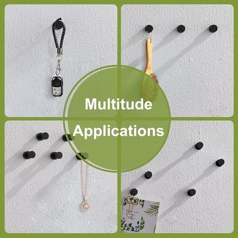 Matte schwarze Handtuchhaken, 5er-Pack rostfreie Metallhaken für Kleider und Mäntel, zum Kleben oder zur Wandmontage im Badezimmer (1/4)