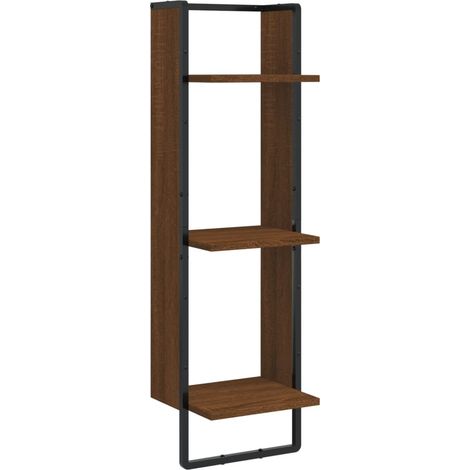 Étagère murale，Étagère flottante 3 niveaux chêne marron 30x25x100 cm CFW75340 (1/5)