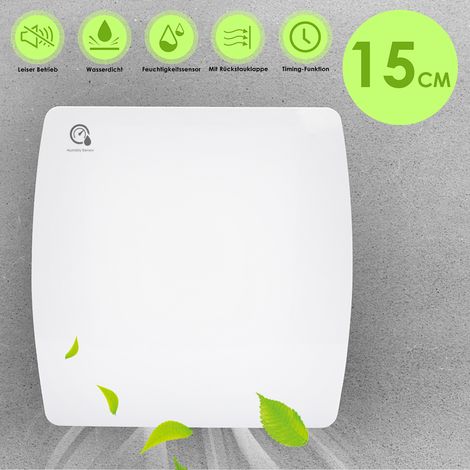 Jiubiaz Ventilador de baño con sensor de humedad Ventilador silencioso de 150 mm Ventilador para baño