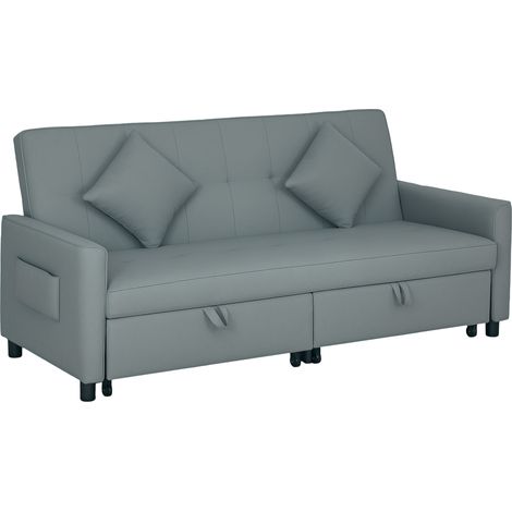 HOMCOM Reversible L-Shaped Sectional Sofa Bed with Cushions, Grey (1/5)