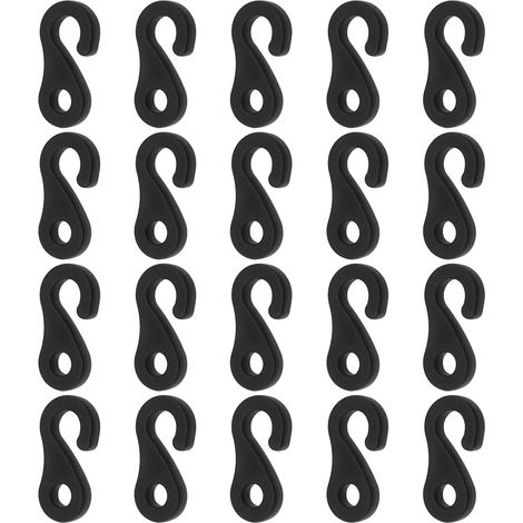 Lot de 20 crochets amortisseurs en plastique ABS noir pour tente de camping, coupe-vent, accessoires pour auvent (1/5)