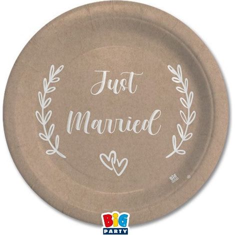 Big Party Piatti Just Married Kraft D 18 Cm 8 Pz