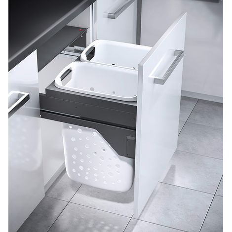 Double panier à linge encastrable 66L Hailo Laundry Carrier S600 Anthracite (1/3)