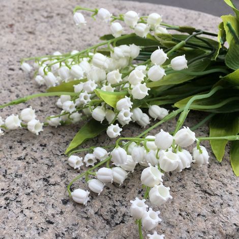 Lot de 10 fleurs artificielles de muguet, très réalistes, pour la décoration de la maison et des mariages. (1/5)