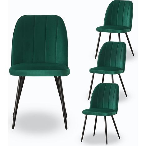 AINPECCA 4X Dining Chairs Padded Seat Metal Leg Kitchen Chair Home Office Room Green