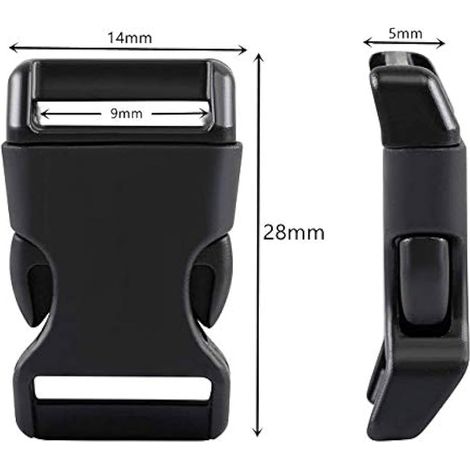 60 pièces Boucles en Plastiques pour Sangle 10 mm, Boucle Plastique Latéra Noir Clip Fermoir pour Sangle, Accessoires de Sac à Dos, Tente, Sac à Dos Enfant, Collier de Chien (1/5)
