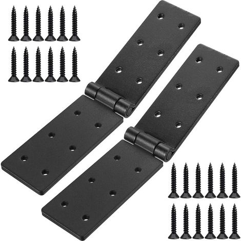 2 Pièces Charnières Pliantes Noires Robustes, Charniere Caisse, Charnière Coffre, Charnière pour Meuble Jardin en Bois Tiroir Coffre (1/5)