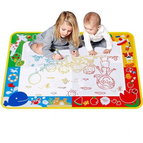 Tapis de dessin à l’eau réutilisable 100×70 cm avec pinceau et bol à eau à molette, pour enfants (1/4)
