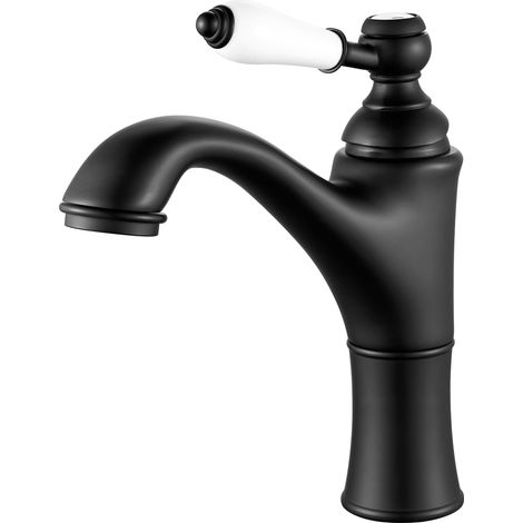 1 robinet lavabo, laiton, noir mat, poignée céramique, g3/8, salle de bain (1/5)