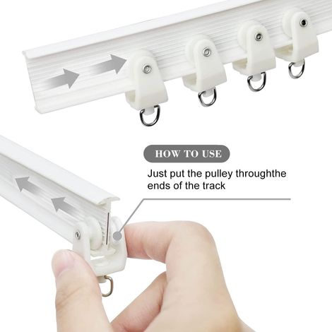 Accessoires pour tringles à rideaux : poulies (lot de 30)  Compatibles avec les tringles droites, courbes, les rails de guidage et les crochets de rideaux / disponibles