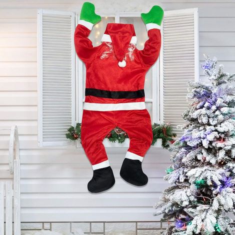 Santa Claus Decoration - Cloth Hanging Santa Doll - Outdoor Christmas Roof Gutter Window Balcony Wall Decor - 108 cm or 170 cm - 1 Piece (1/5)