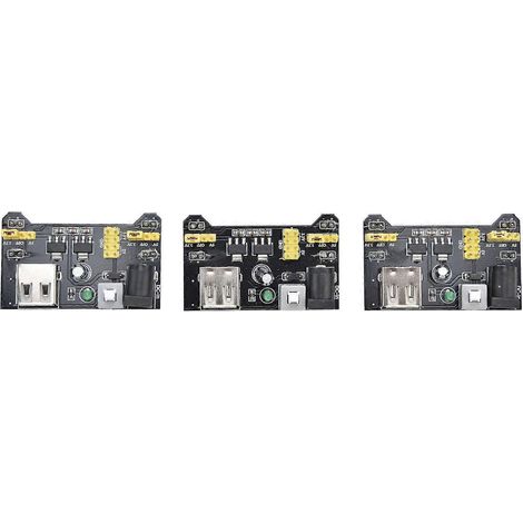 3-teiliges Steckbrett-Netzteilmodul für Prototypenplatinen, DC 6,5–12 V, USB-Stromversorgung 3,3 V/5 V