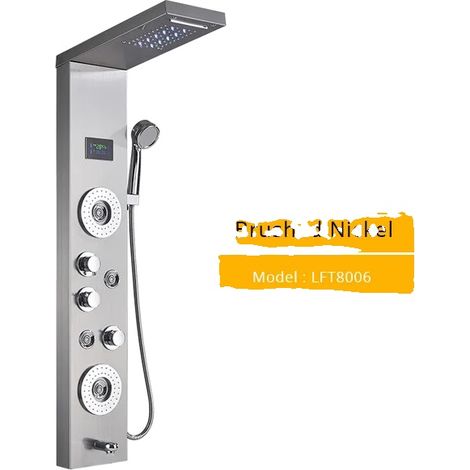 Panneau de Douche, Lumière LED, Affichage Numérique de Température, Brossé 8006 (1/2)