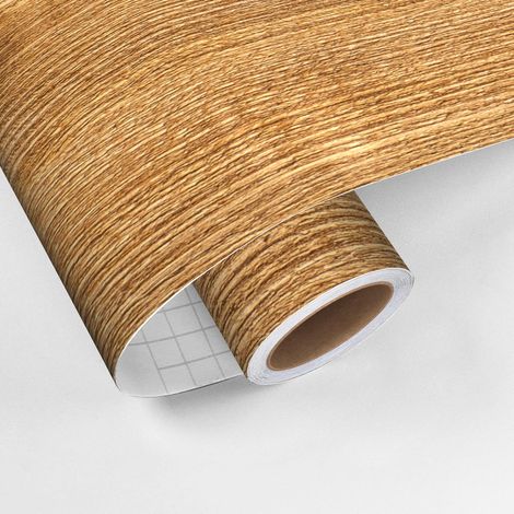 Rouleau revêtement adhésif vinyle au mètre - Sticker lavable Cuisine Meuble Armoire Porte - BOIS CARAMEL - 60x100cm (1/5)