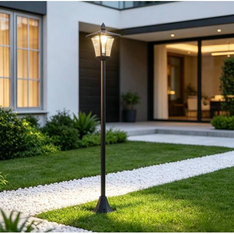 Lámpara solar de jardín de pie 18 x 18 x 160 cm LED 40 lm negra HAVRYA (1/4)