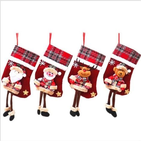 Christmas Stockings - Unspecified - 4 pcs - 15x22 cm - Linen - Red (1/4)