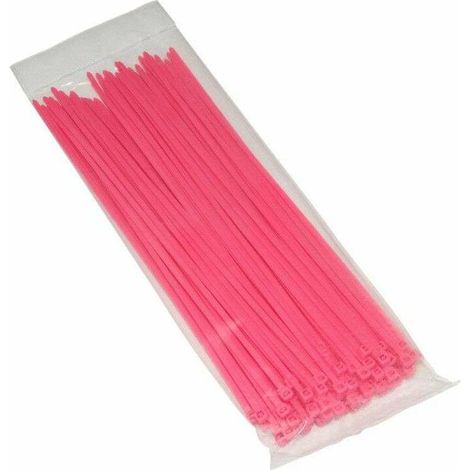 Collier de serrage plastique 250mm nylon 3,6mm attache serre câble universel rose (100 pcs)