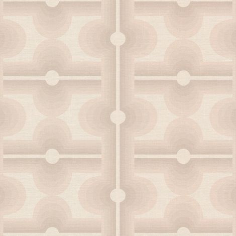Retro Tapete Profhome 395335 heißgeprägte Vliestapete leicht strukturiert mit geometrischen Formen matt beige seiden-grau creme-weiß 4,5 m2