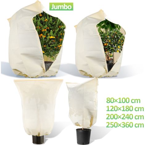 Winterpflanze Kälteschutzhülle 100g/㎡, Jumbo Pflanzenschutzsack, Winterschutz Frostschutz für Gartenpflanzen Sträucher Bäum - 80 × 100 cm
