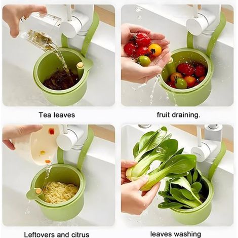 Panier de vidange pour évier de cuisine – Passoire/panier pour déchets, accessoire de cuisine multifonction pour laver et égoutter (1/4)