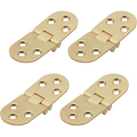 4Pcs Charnières de Table Pliantes, Plat Porte Cabinet pliable Charnières, Zinc Métal Round Edge Machine à Coudre Table Pliante Meubles Flip Plateau Charnière, pour Meubles Armoire (D'or)